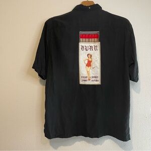 Tommy Bahama Burn Cigar Lounge Camp 100% Silk Shirt sz L TB Legacy Vault (TBLV)